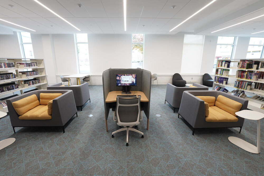 Johnston Square computer and seating options near windows